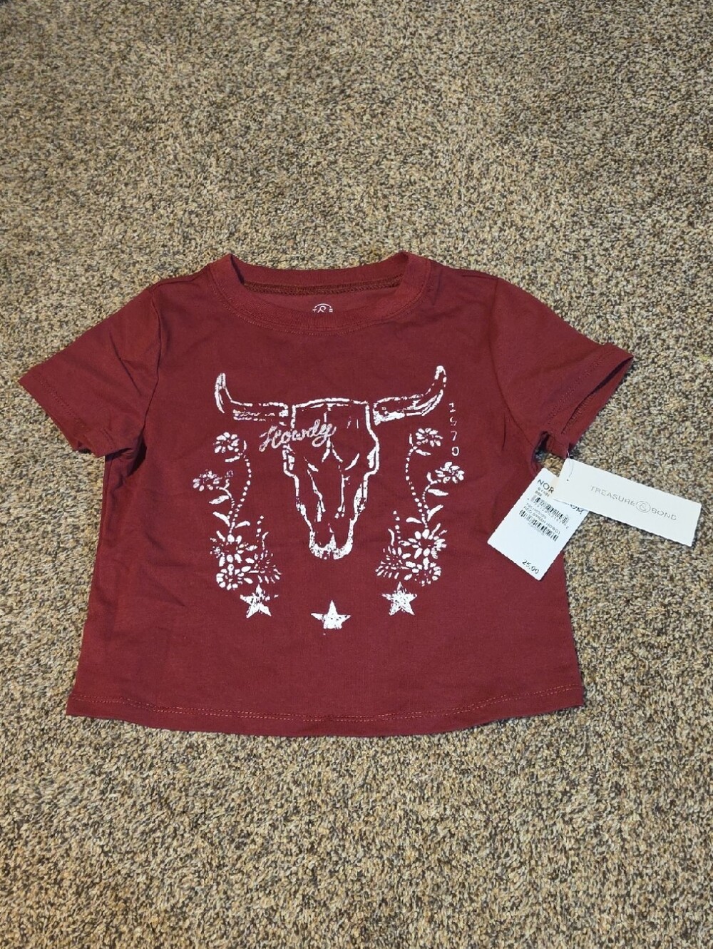 Girls 7/8 Maroon Treasure & Bond Western Tee